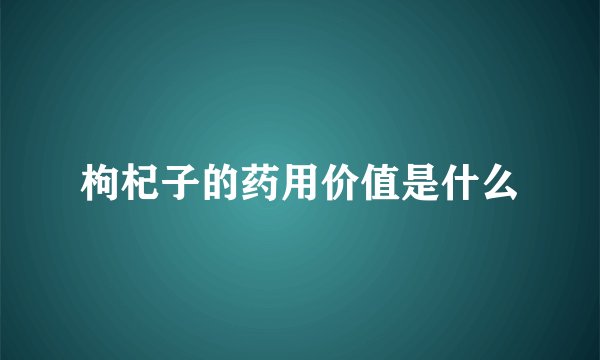 枸杞子的药用价值是什么