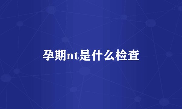 孕期nt是什么检查