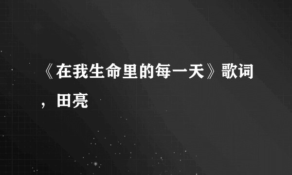 《在我生命里的每一天》歌词，田亮