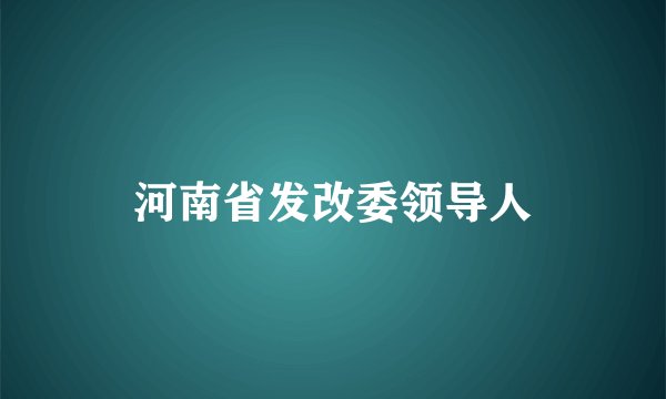 河南省发改委领导人