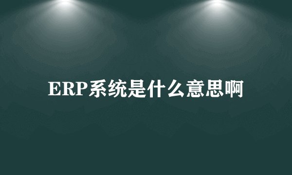 ERP系统是什么意思啊