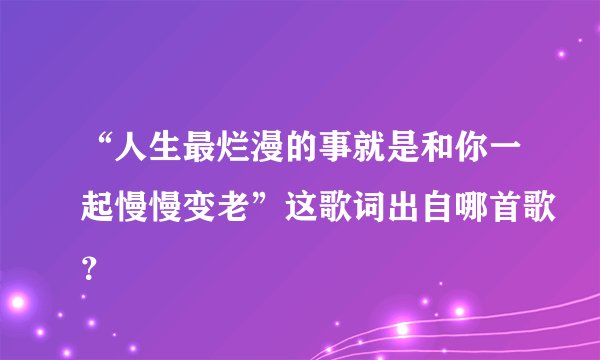 “人生最烂漫的事就是和你一起慢慢变老”这歌词出自哪首歌？