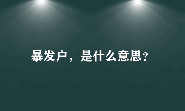 暴发户，是什么意思？
