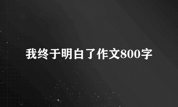 我终于明白了作文800字