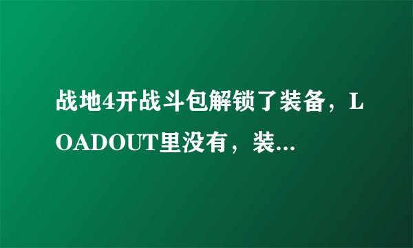 战地4开战斗包解锁了装备，LOADOUT里没有，装不了啊？