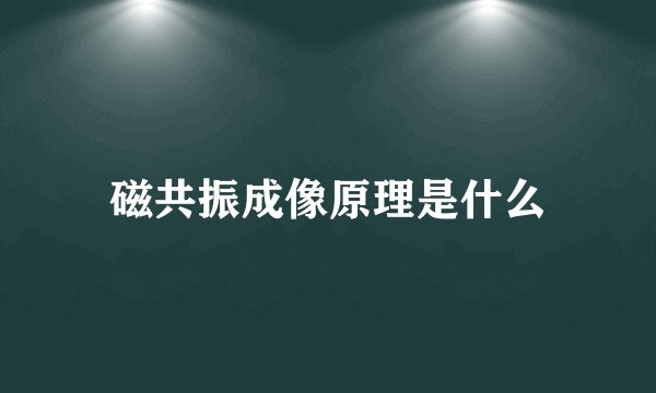 磁共振成像原理是什么