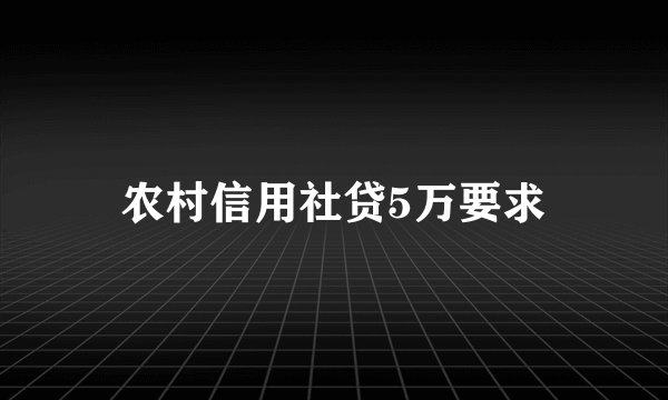 农村信用社贷5万要求