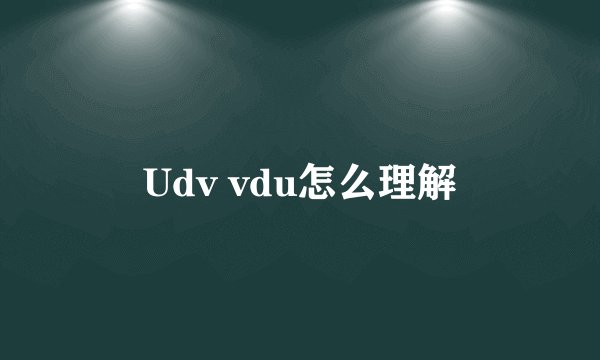 Udv vdu怎么理解