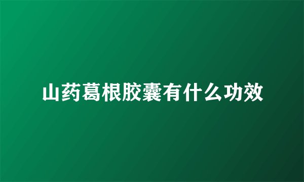 山药葛根胶囊有什么功效