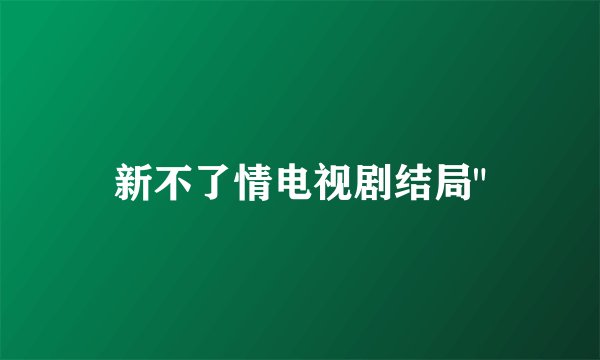 新不了情电视剧结局