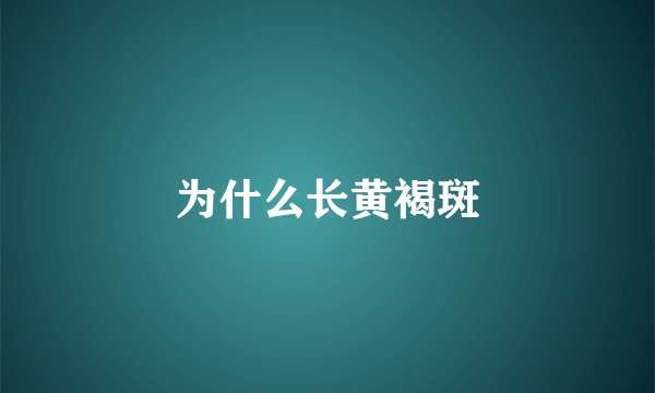 为什么长黄褐斑
