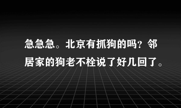 急急急。北京有抓狗的吗？邻居家的狗老不栓说了好几回了。