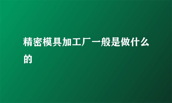精密模具加工厂一般是做什么的