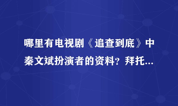 哪里有电视剧《追查到底》中秦文斌扮演者的资料？拜托各位大神