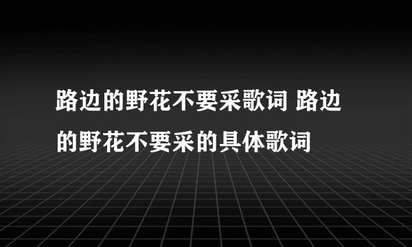 路边的野花不要采歌词 路边的野花不要采的具体歌词