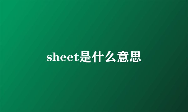 sheet是什么意思