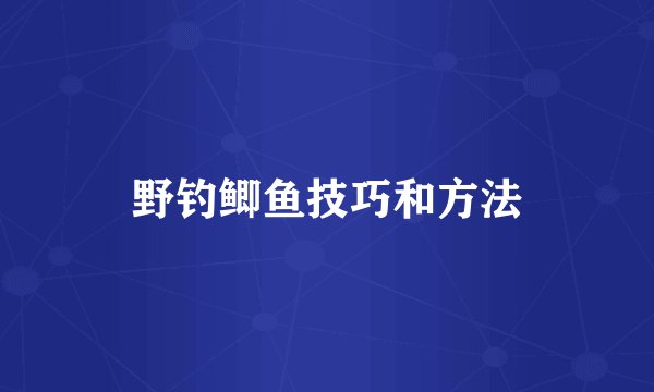 野钓鲫鱼技巧和方法