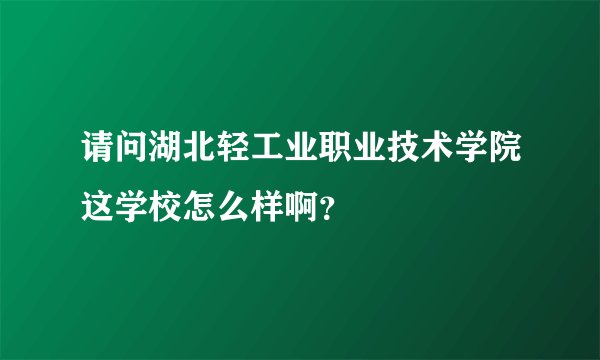 请问湖北轻工业职业技术学院这学校怎么样啊？