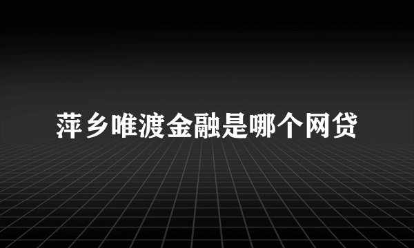 萍乡唯渡金融是哪个网贷