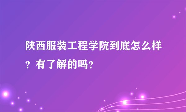 陕西服装工程学院到底怎么样？有了解的吗？