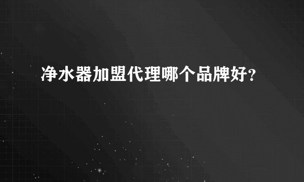 净水器加盟代理哪个品牌好？