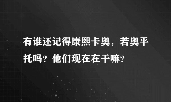 有谁还记得康熙卡奥，若奥平托吗？他们现在在干嘛？
