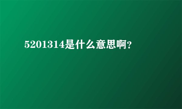 5201314是什么意思啊？