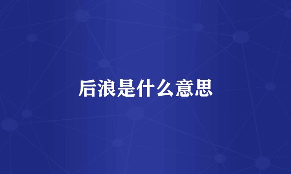 后浪是什么意思