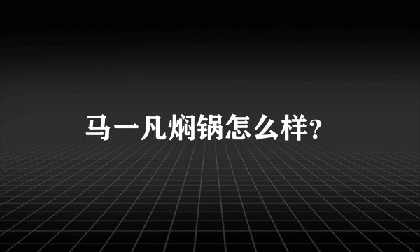 马一凡焖锅怎么样？