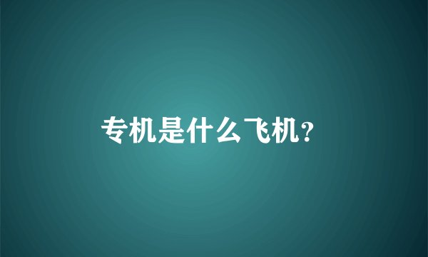 专机是什么飞机？
