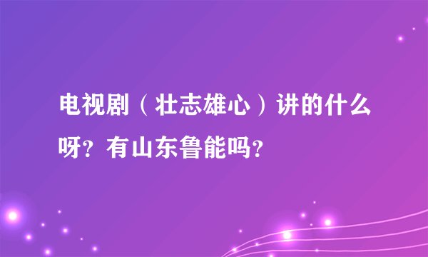 电视剧（壮志雄心）讲的什么呀？有山东鲁能吗？
