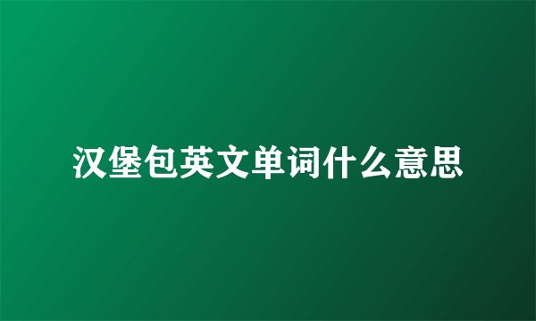 汉堡包英文单词什么意思