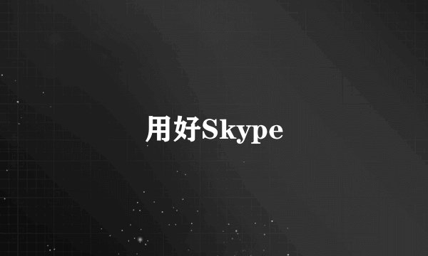 用好Skype