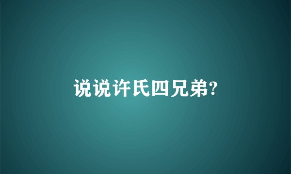 说说许氏四兄弟?