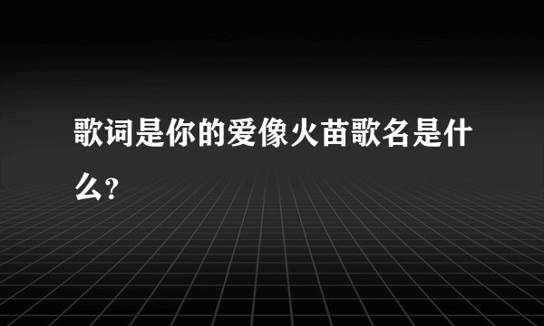 歌词是你的爱像火苗歌名是什么？