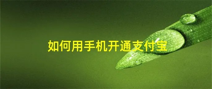 如何用手机开通支付宝
