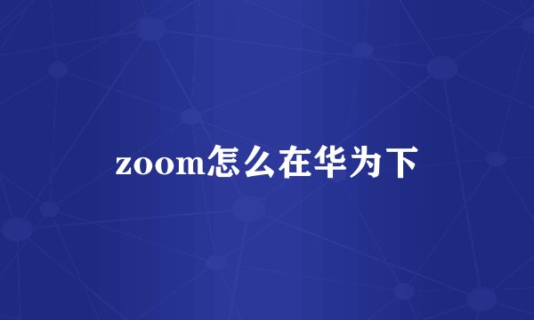 zoom怎么在华为下