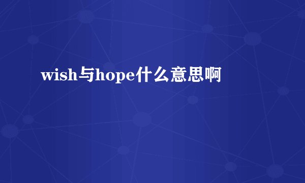 wish与hope什么意思啊