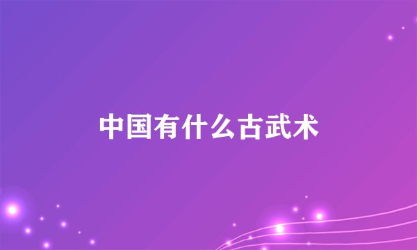 中国有什么古武术