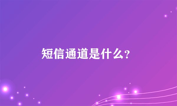 短信通道是什么？