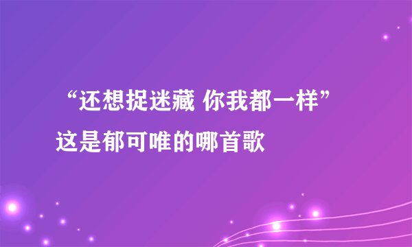 “还想捉迷藏 你我都一样” 这是郁可唯的哪首歌