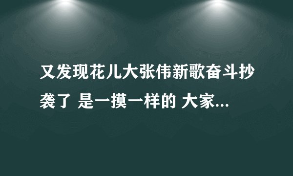 又发现花儿大张伟新歌奋斗抄袭了 是一摸一样的 大家听听是不是