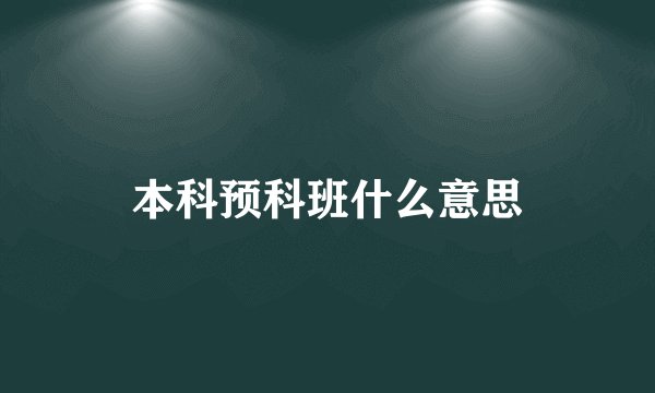 本科预科班什么意思