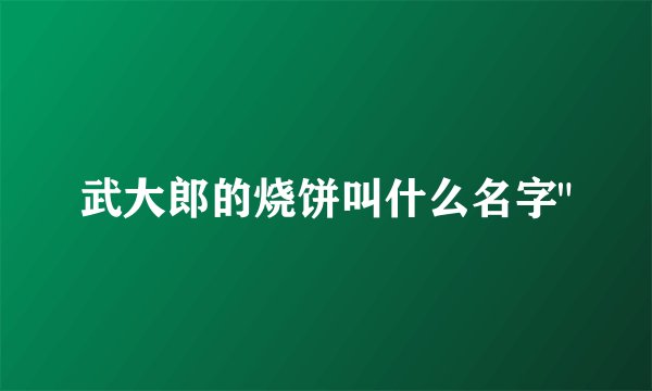 武大郎的烧饼叫什么名字