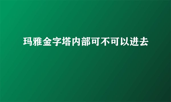玛雅金字塔内部可不可以进去