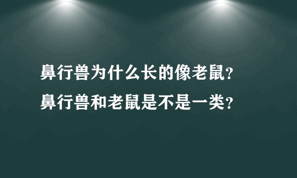 鼻行兽为什么长的像老鼠？ 鼻行兽和老鼠是不是一类？