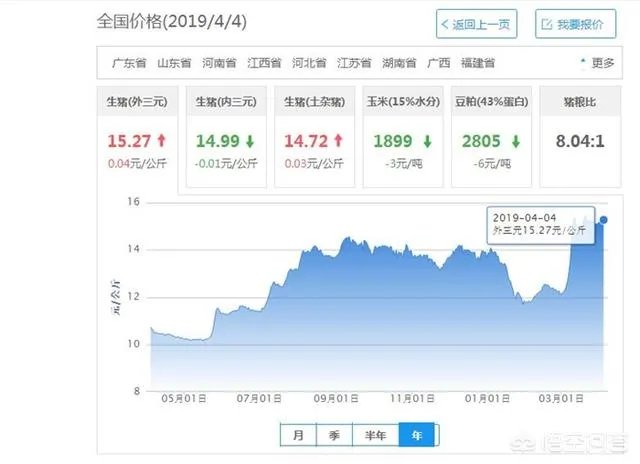 2018年下半年生猪价格走势