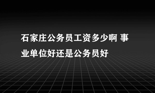 石家庄公务员工资多少啊 事业单位好还是公务员好