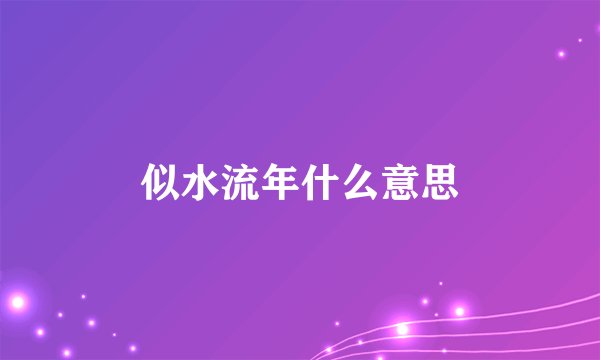 似水流年什么意思