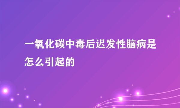 一氧化碳中毒后迟发性脑病是怎么引起的